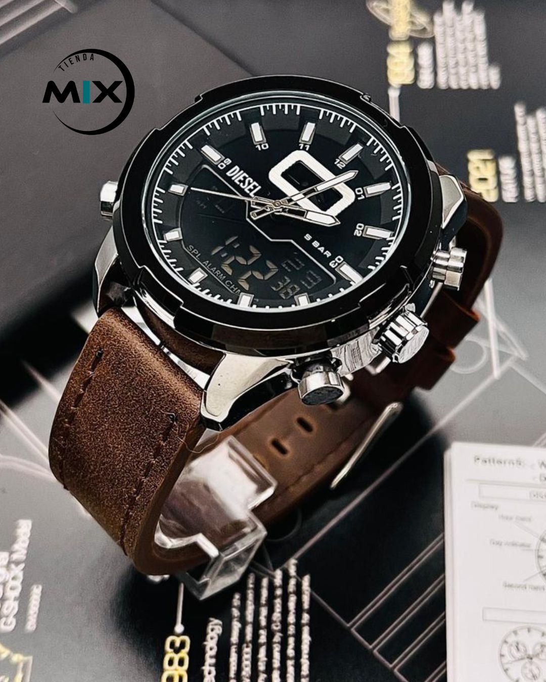 RELOJ DIESEL LEXUS CUERO