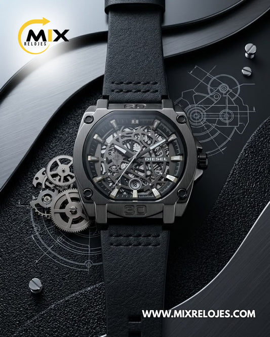RELOJ DIESEL PLATE CUERO