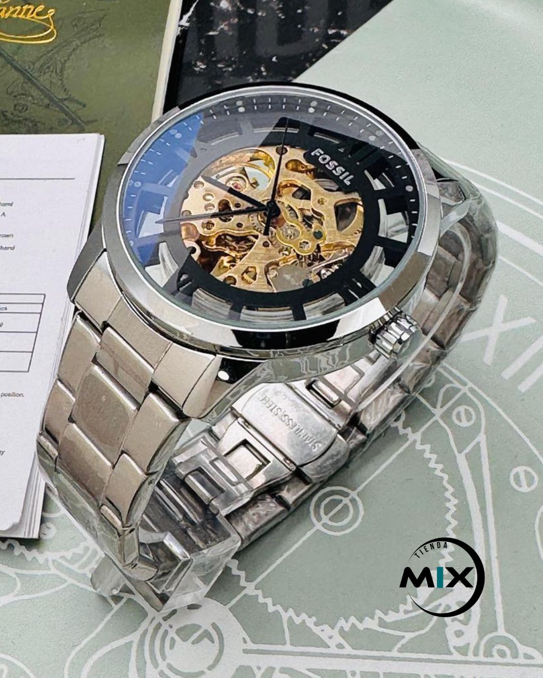 RELOJ FOSSIL SKELETON