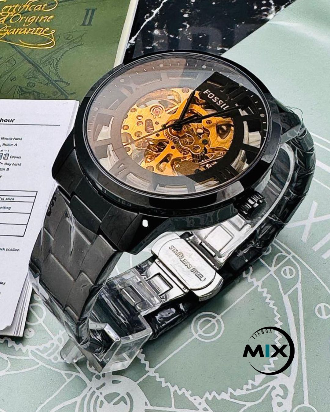 RELOJ FOSSIL SKELETON