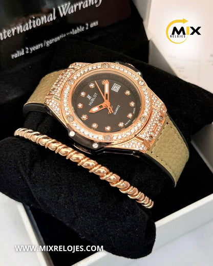 RELOJ HUB BRILLANT CUERO