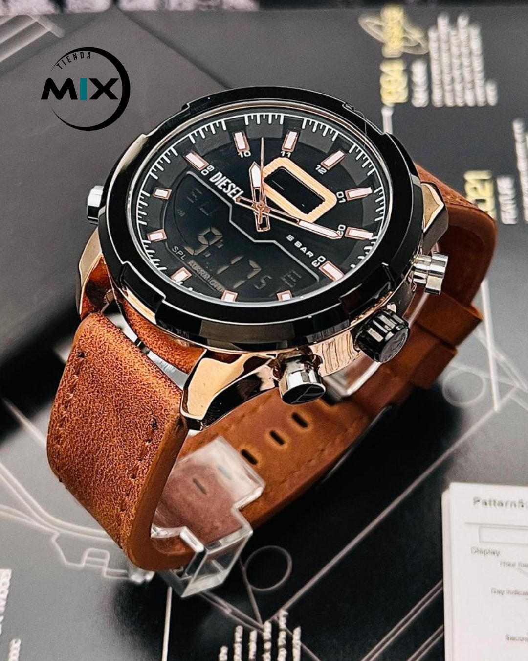RELOJ DIESEL LEXUS CUERO