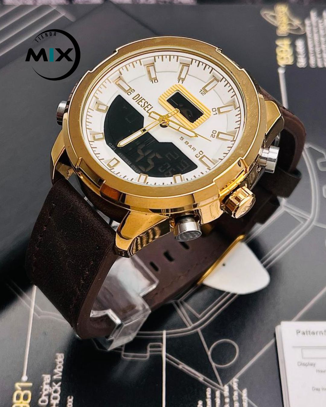 RELOJ DIESEL LEXUS CUERO