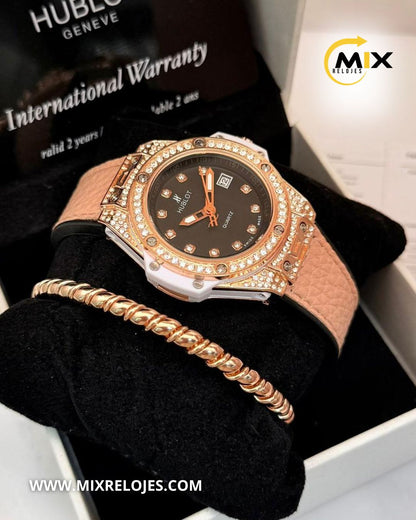 RELOJ HUB BRILLANT CUERO